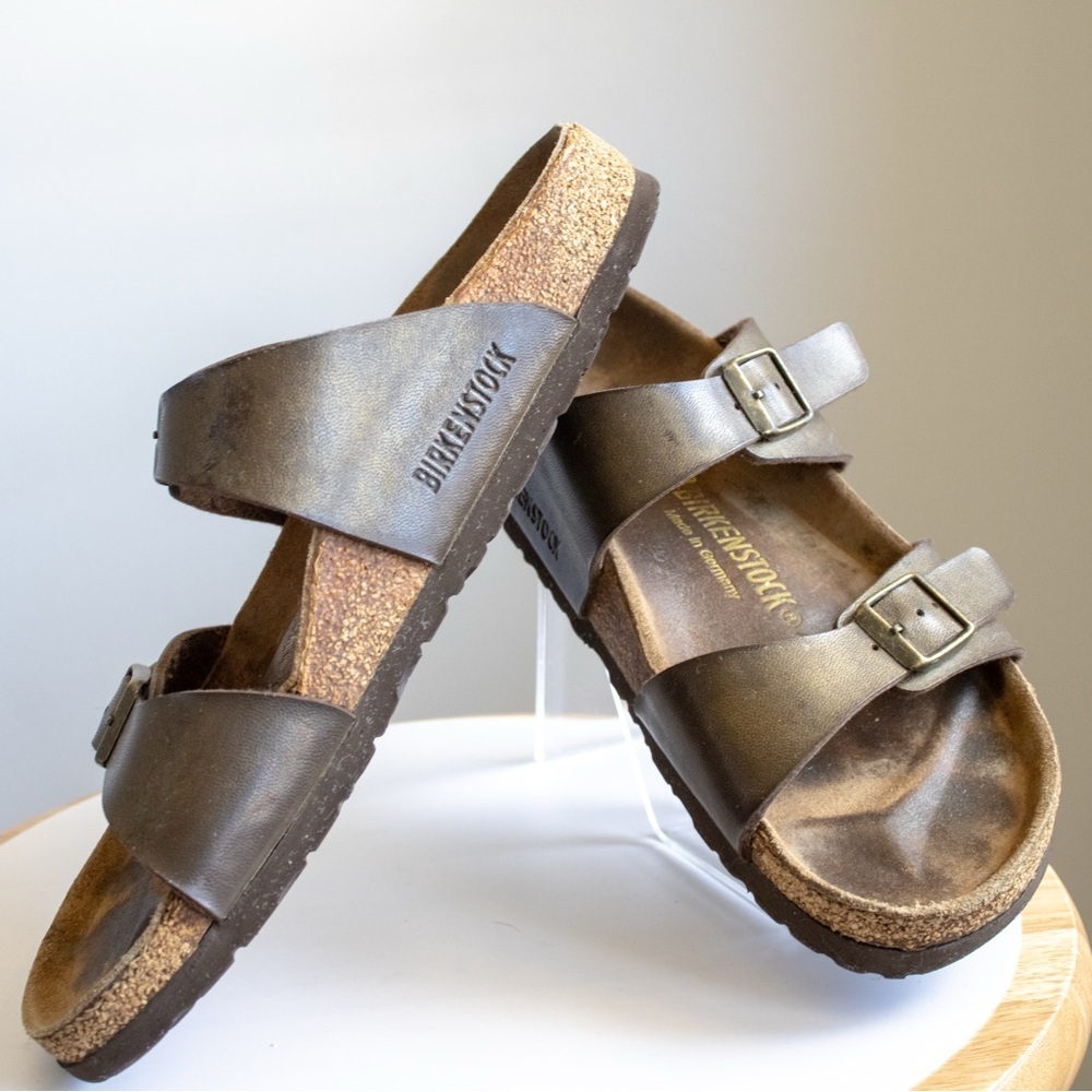 Birkenstock Arizona Oiled Leather Shimmer Brown Women’s Open-Toe Sandals Size 40 - Picture 4 of 13
